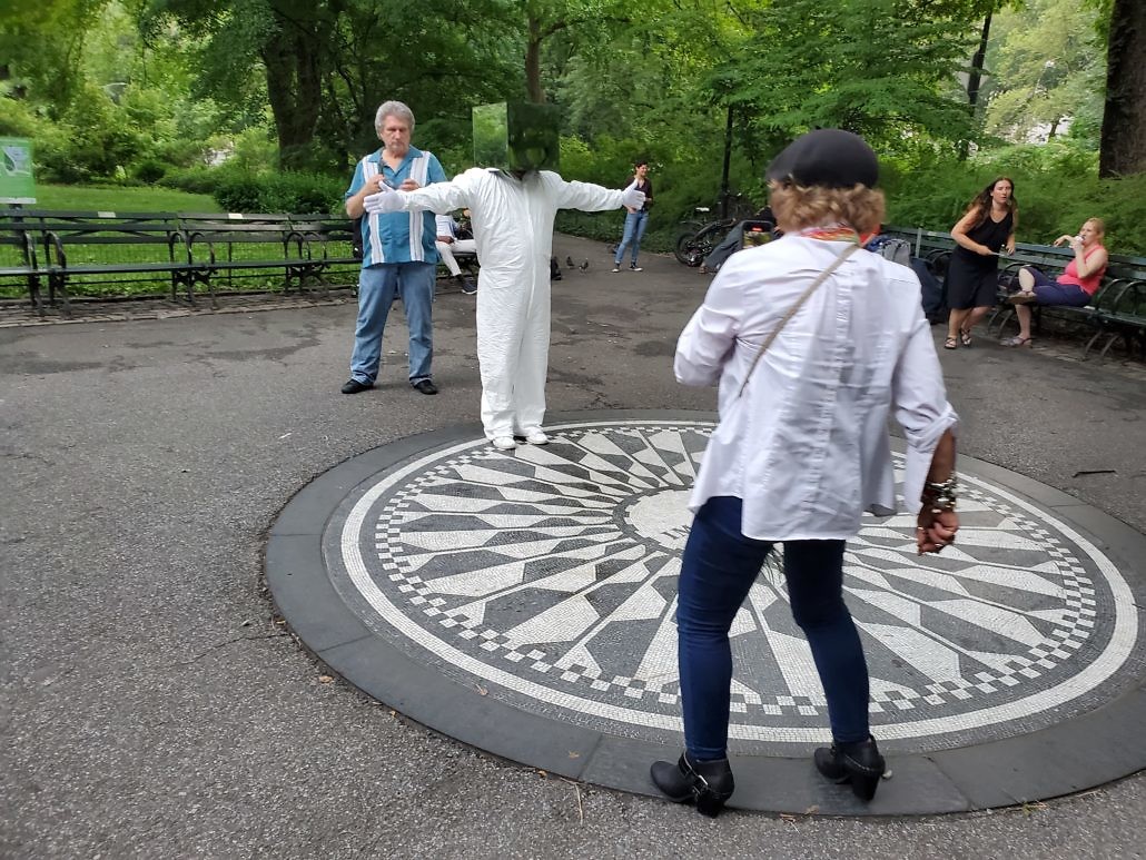 Cube Man, Strawberry Fields John Lennon Memorial Central Park in New York City
