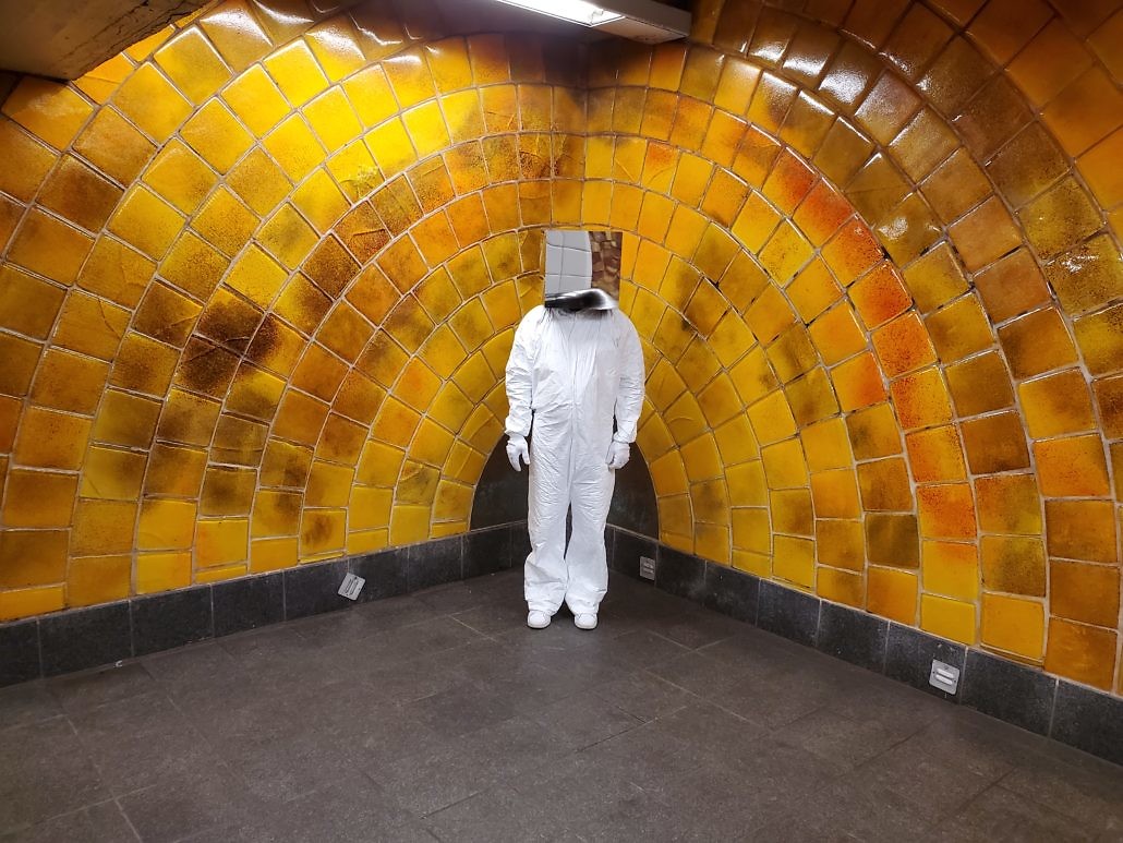 Cube Man in New York City Subway