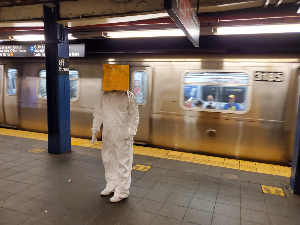 Cube Man in New York City Subway