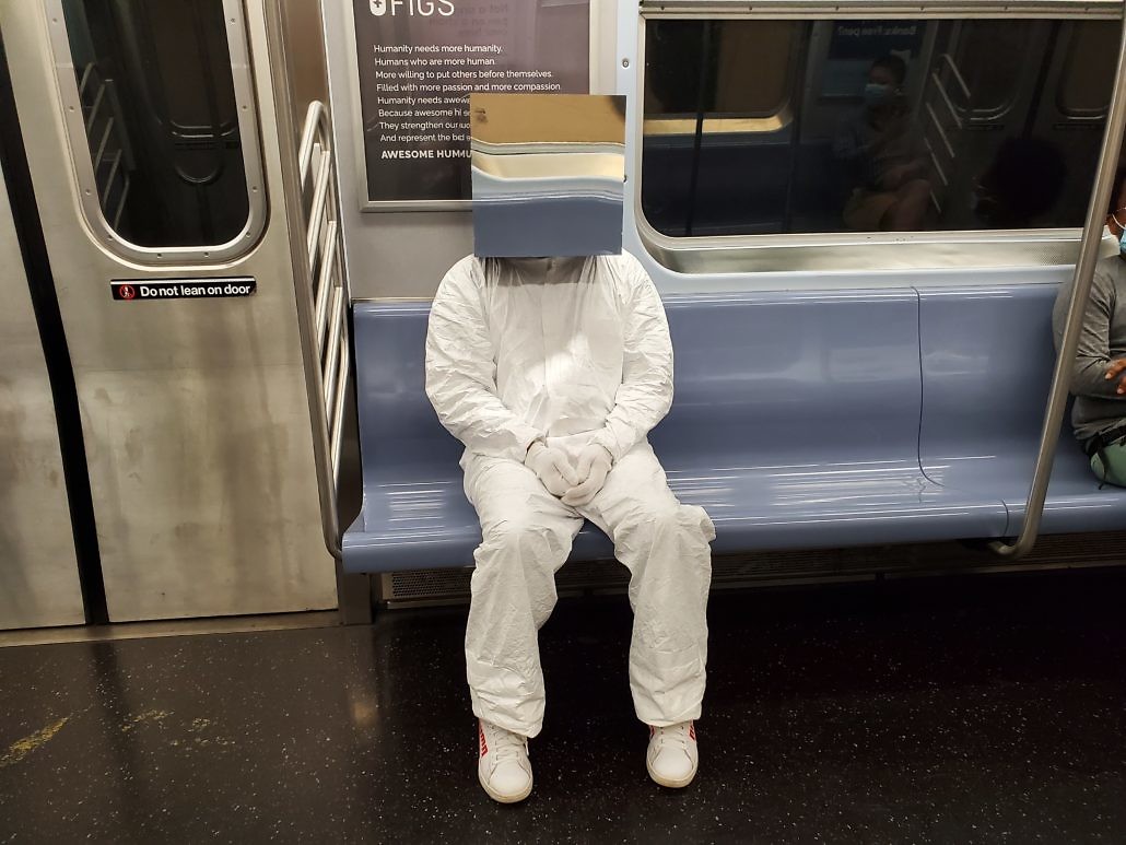 Cube Man in New York City Subway