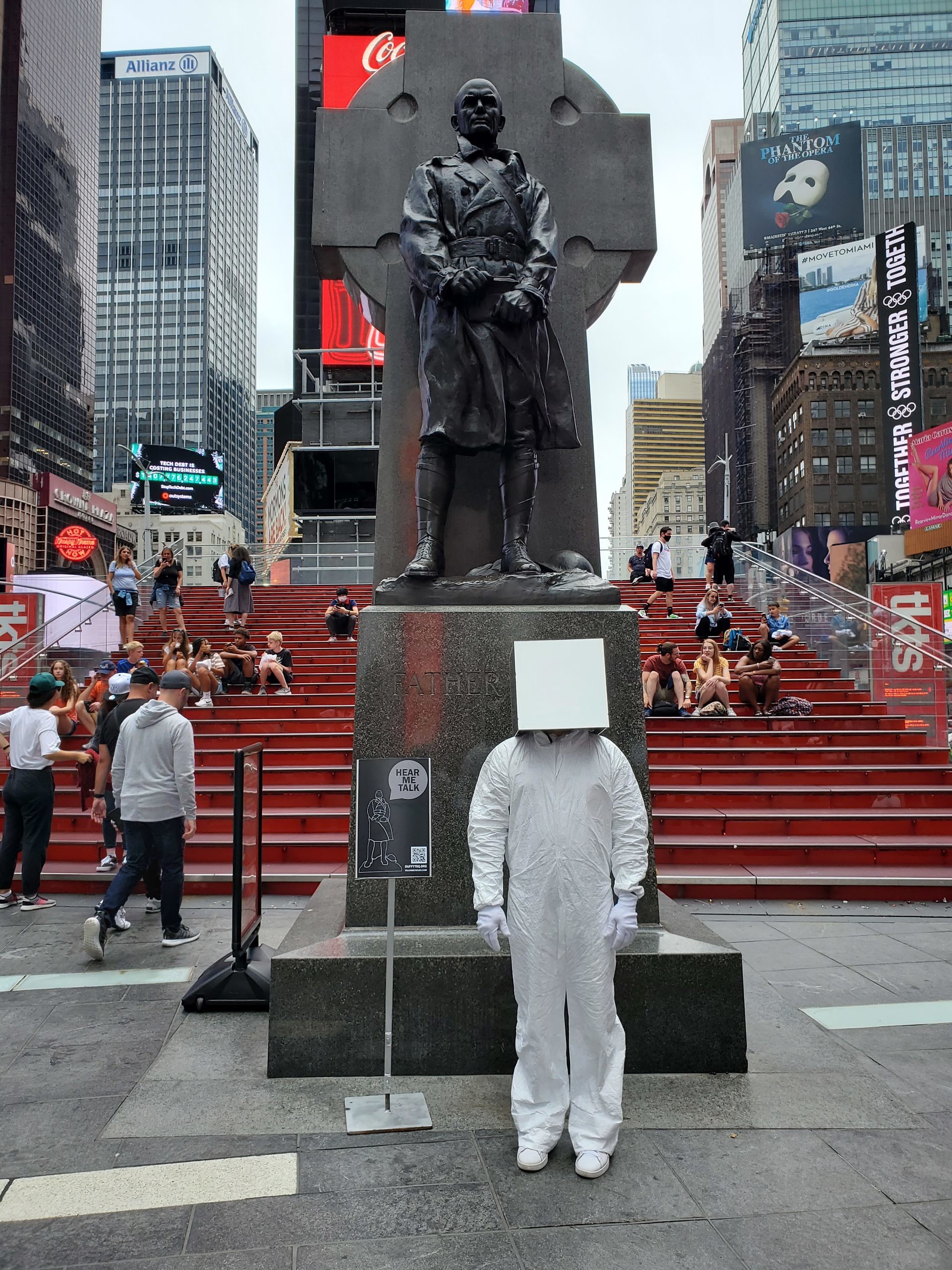 Cube Man in Times Square Plaza in New York City